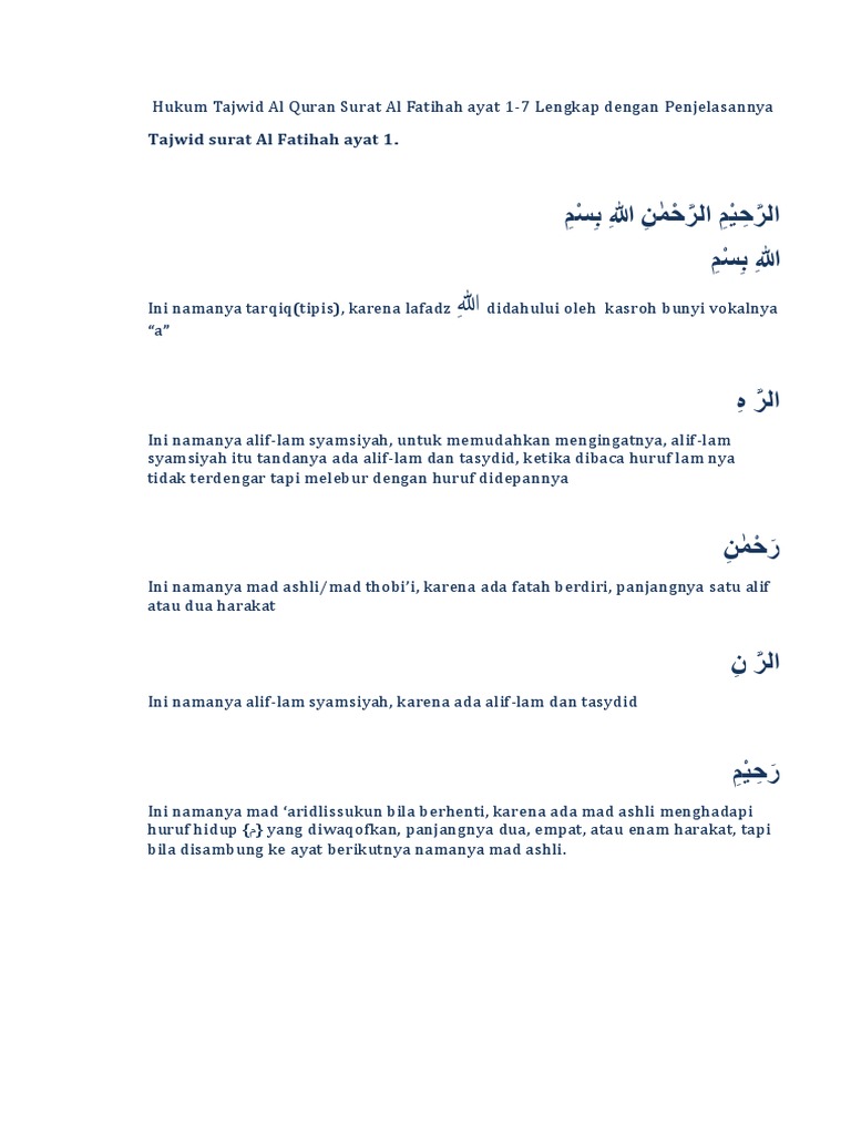 Detail Hukum Tajwid Surat Al Fatihah Nomer 47