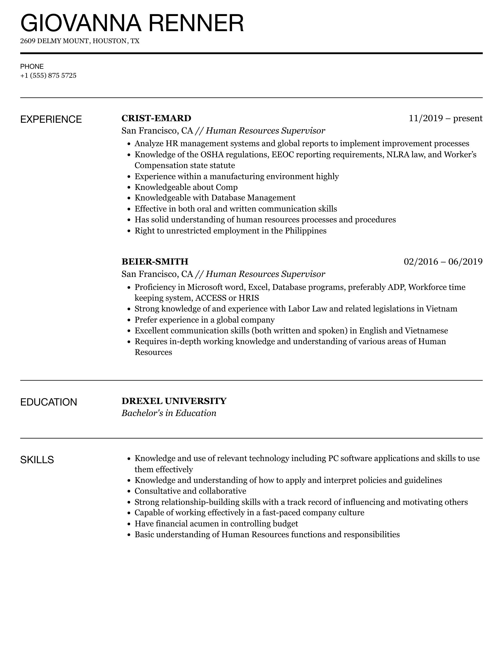 Detail Human Resources Database Template Nomer 44