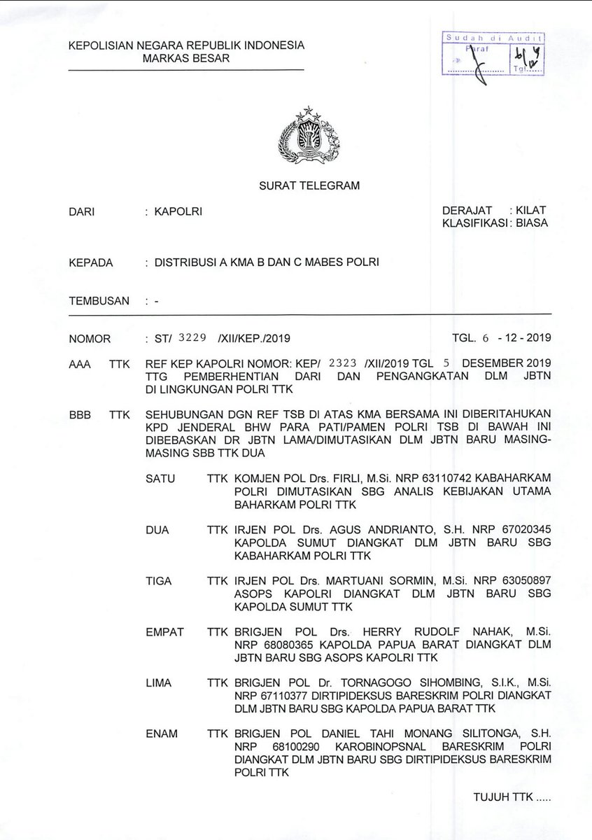 Detail Surat Telegram Kapolri Nomer 13