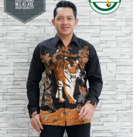 Detail Kemeja Panjang Putih Pria Gambar Macan Nomer 16