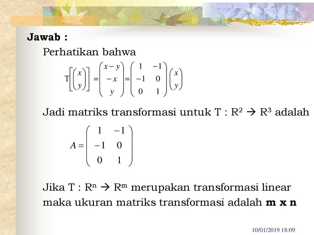 Detail Contoh Soal Transformasi Linear Nomer 11