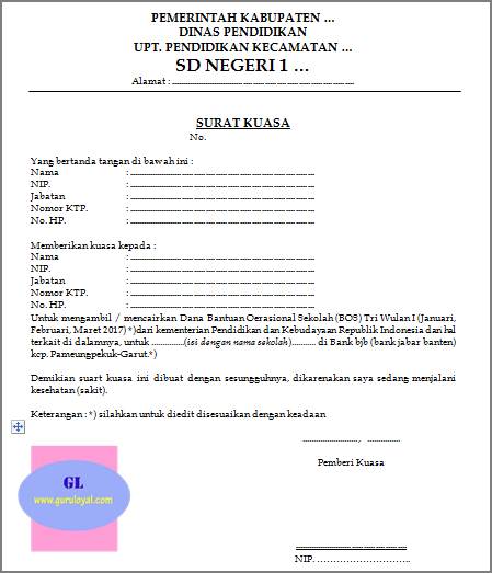 Detail Contoh Surat Kuasa Bendahara Nomer 6