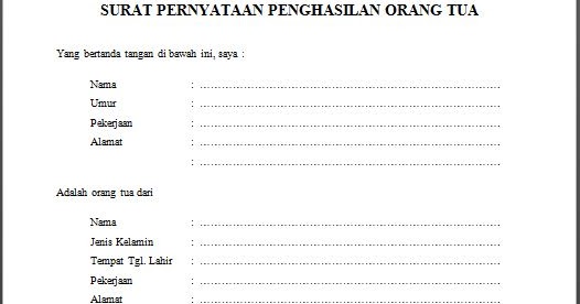 Detail Format Surat Penghasilan Orang Tua Nomer 35