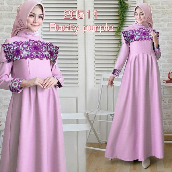 Detail Model Gamis Renda Tempel Nomer 8