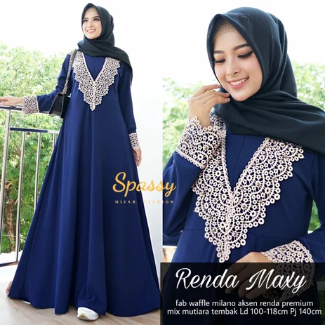 Detail Model Gamis Renda Tempel Nomer 15