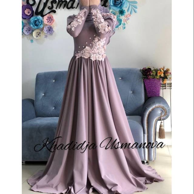 Detail Model Gamis Renda Tempel Nomer 3