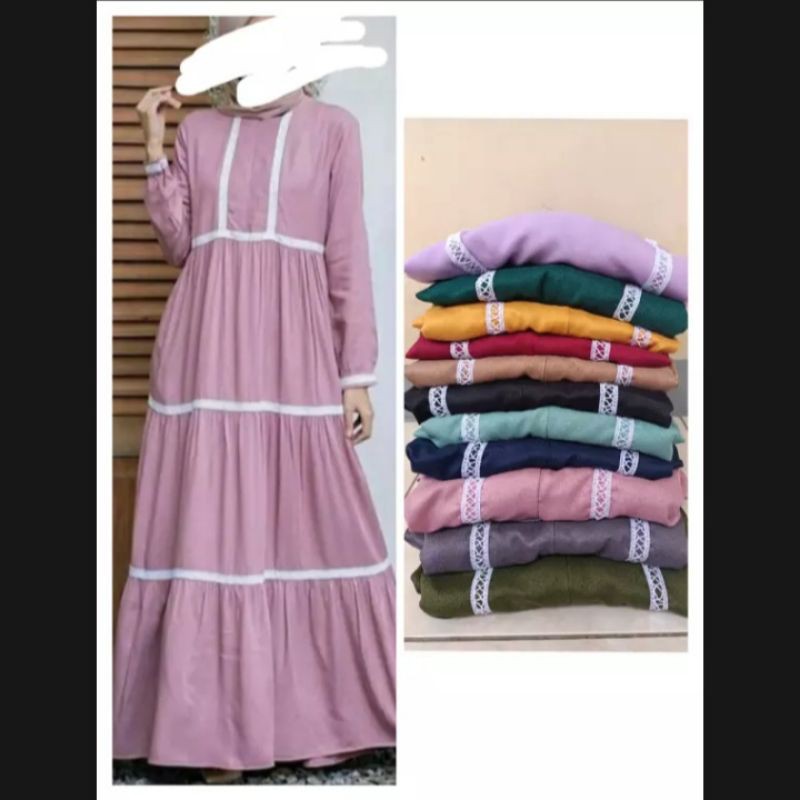 Detail Model Gamis Renda Tempel Nomer 30