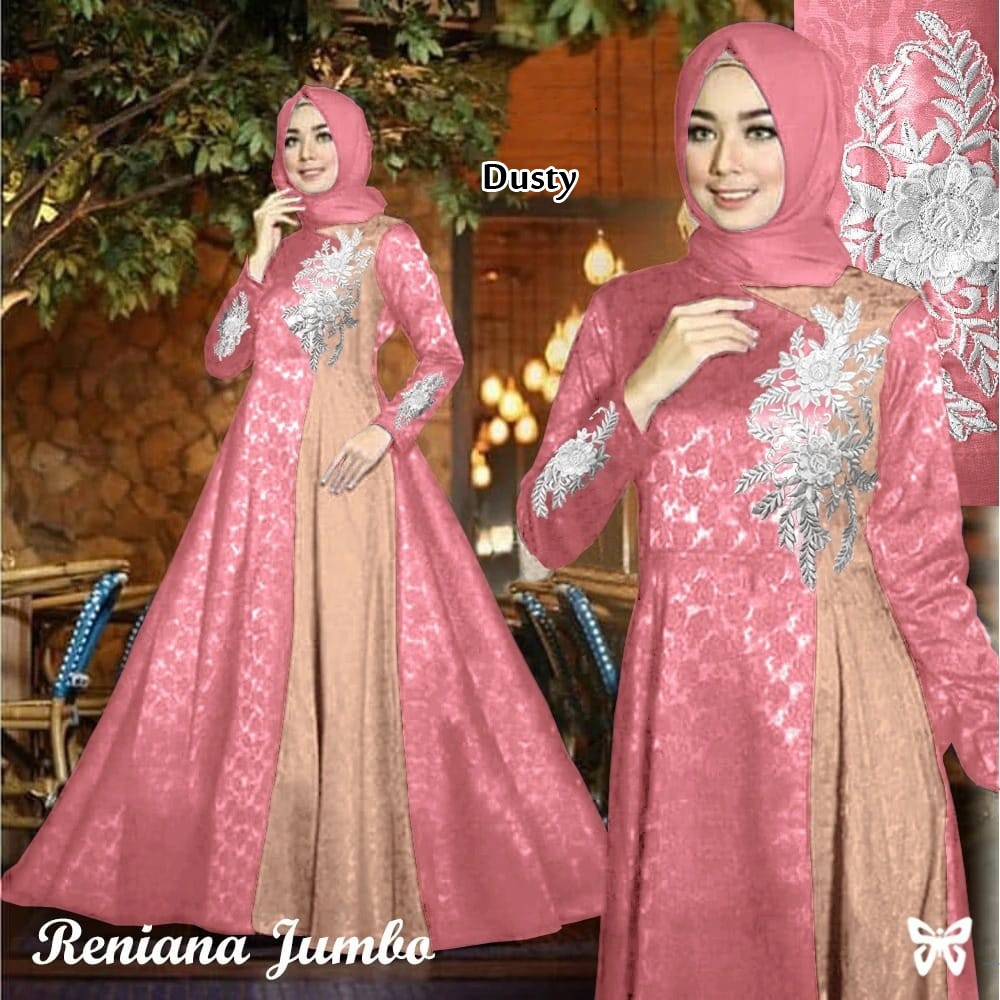 Detail Model Gamis Renda Tempel Nomer 44
