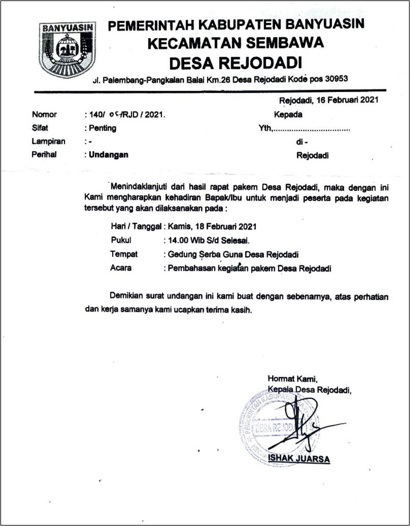 Detail Surat Rekomendasi Kerja Dari Desa Nomer 44