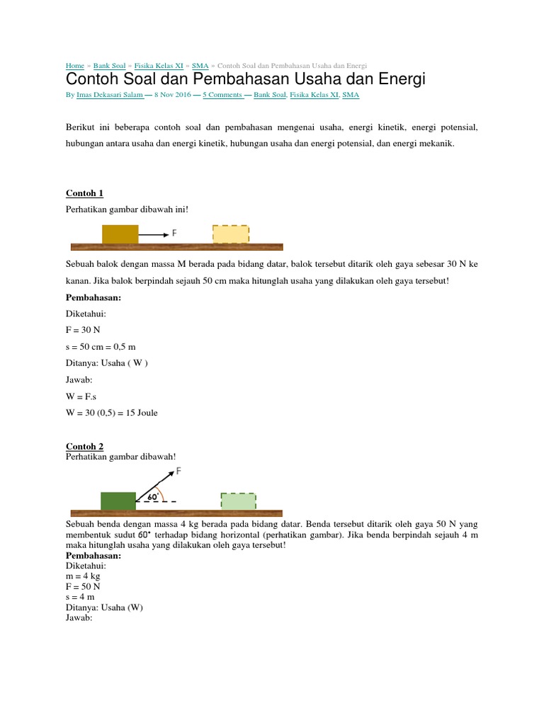 Detail Contoh Soal Tentang Usaha Dan Energi Nomer 15
