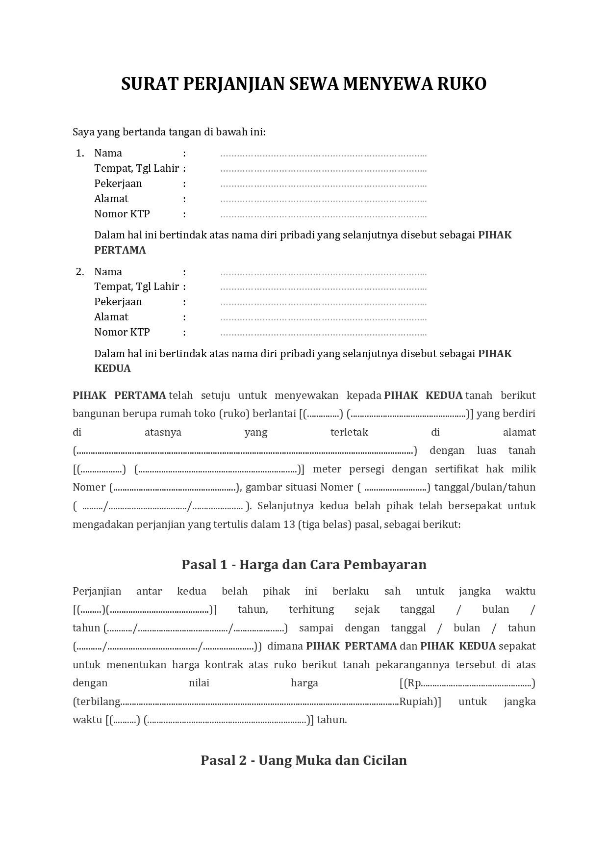 Detail Contoh Surat Kontrak Toko Nomer 32