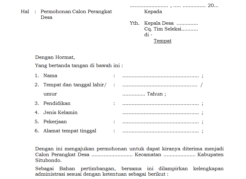 Detail Contoh Surat Lamaran Kerja Perangkat Desa Nomer 11