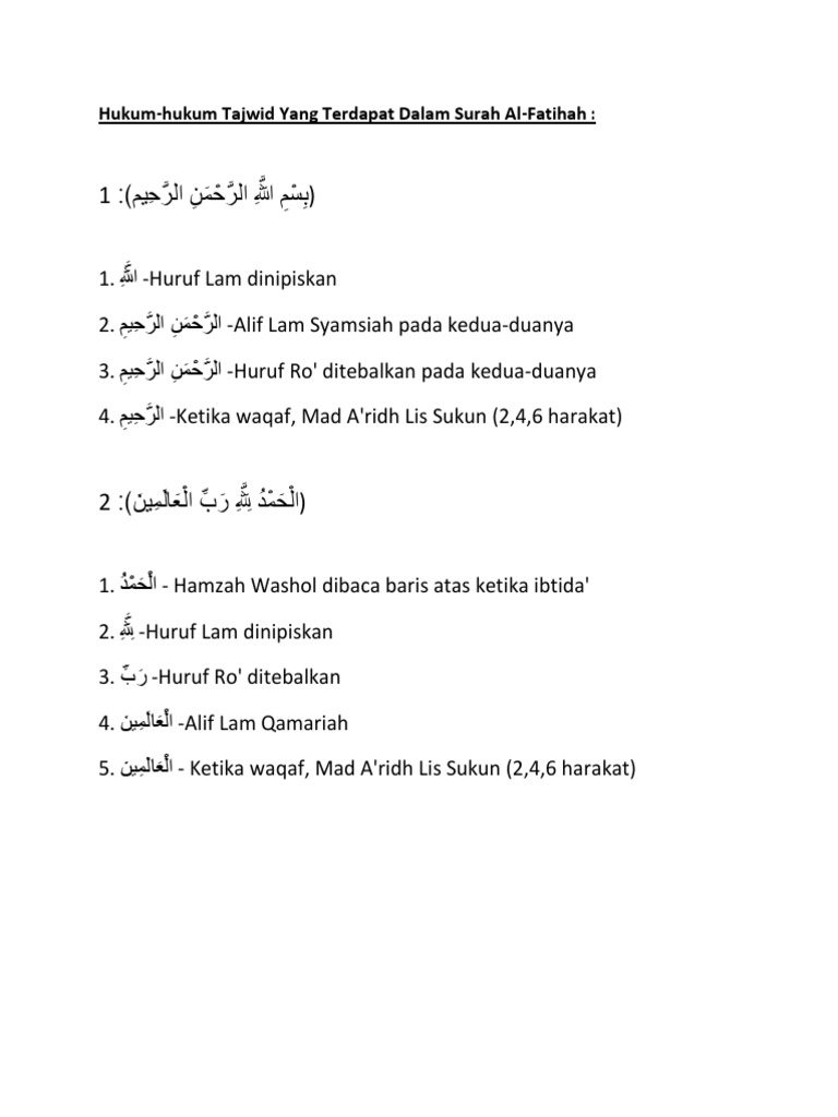 Detail Surat Al Fatihah Dan Tajwidnya Nomer 27