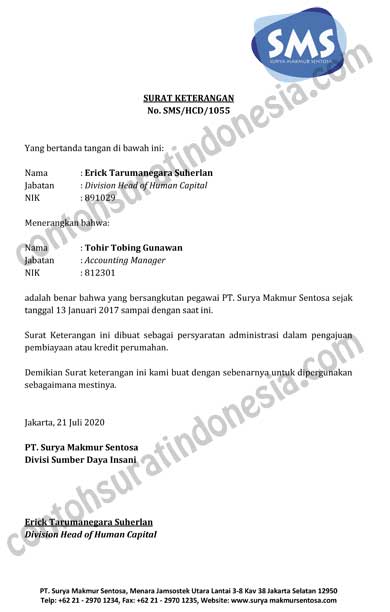 Detail Surat Keterangan Kerja Untuk Pengajuan Kpr Nomer 14