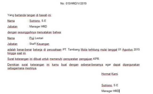 Detail Surat Keterangan Kerja Untuk Pengajuan Kpr Nomer 16