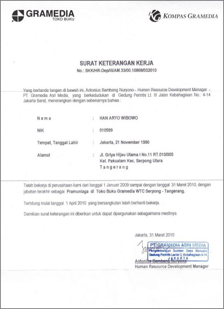 Detail Surat Keterangan Kerja Untuk Pengajuan Kpr Nomer 18