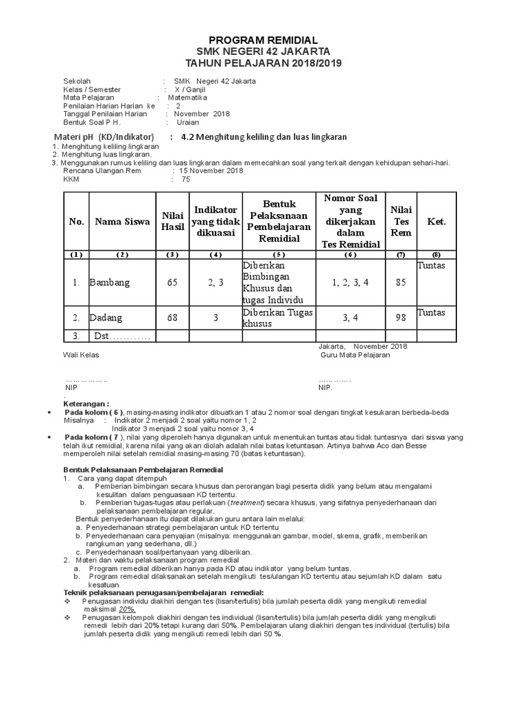 Detail Contoh Program Remedial Dan Pengayaan Nomer 35