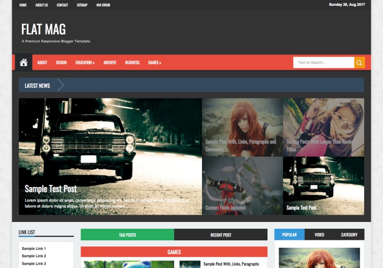 Detail Flat Blogger Template Nomer 14