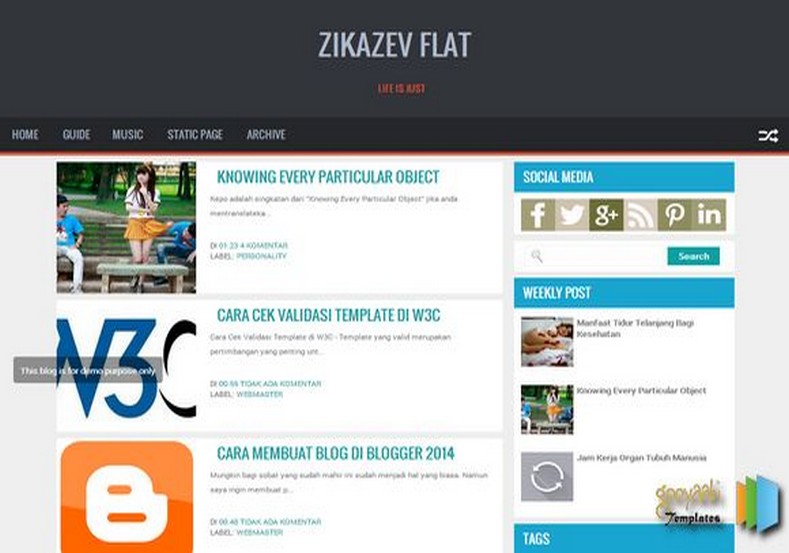 Detail Flat Blogger Template Nomer 23