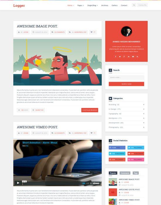 Detail Flat Blogger Template Nomer 6