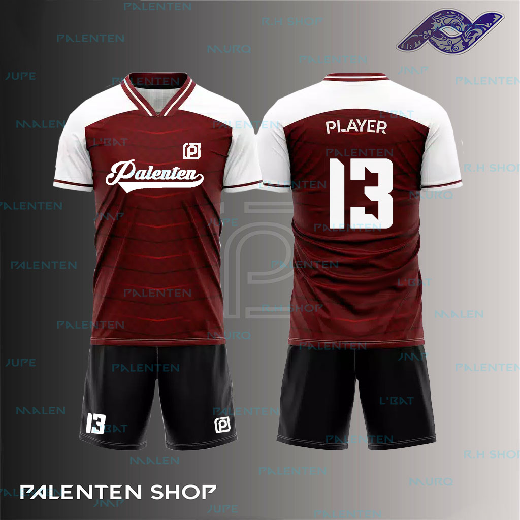 Detail Jersey Futsal Merah Maroon Nomer 8