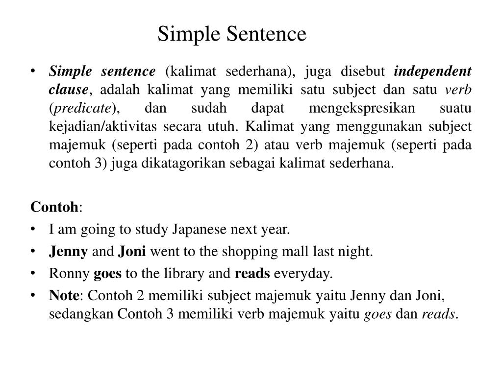 Detail Simple Sentence Contoh Nomer 10