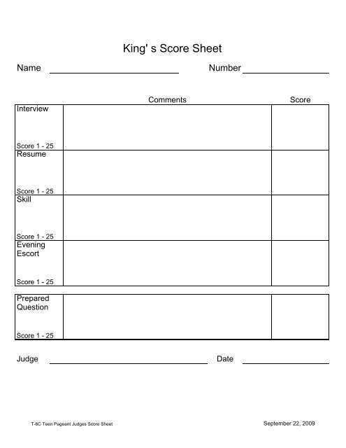 Detail Judging Score Sheet Template Nomer 41