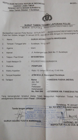 Detail Surat Laporan Penipuan Nomer 21