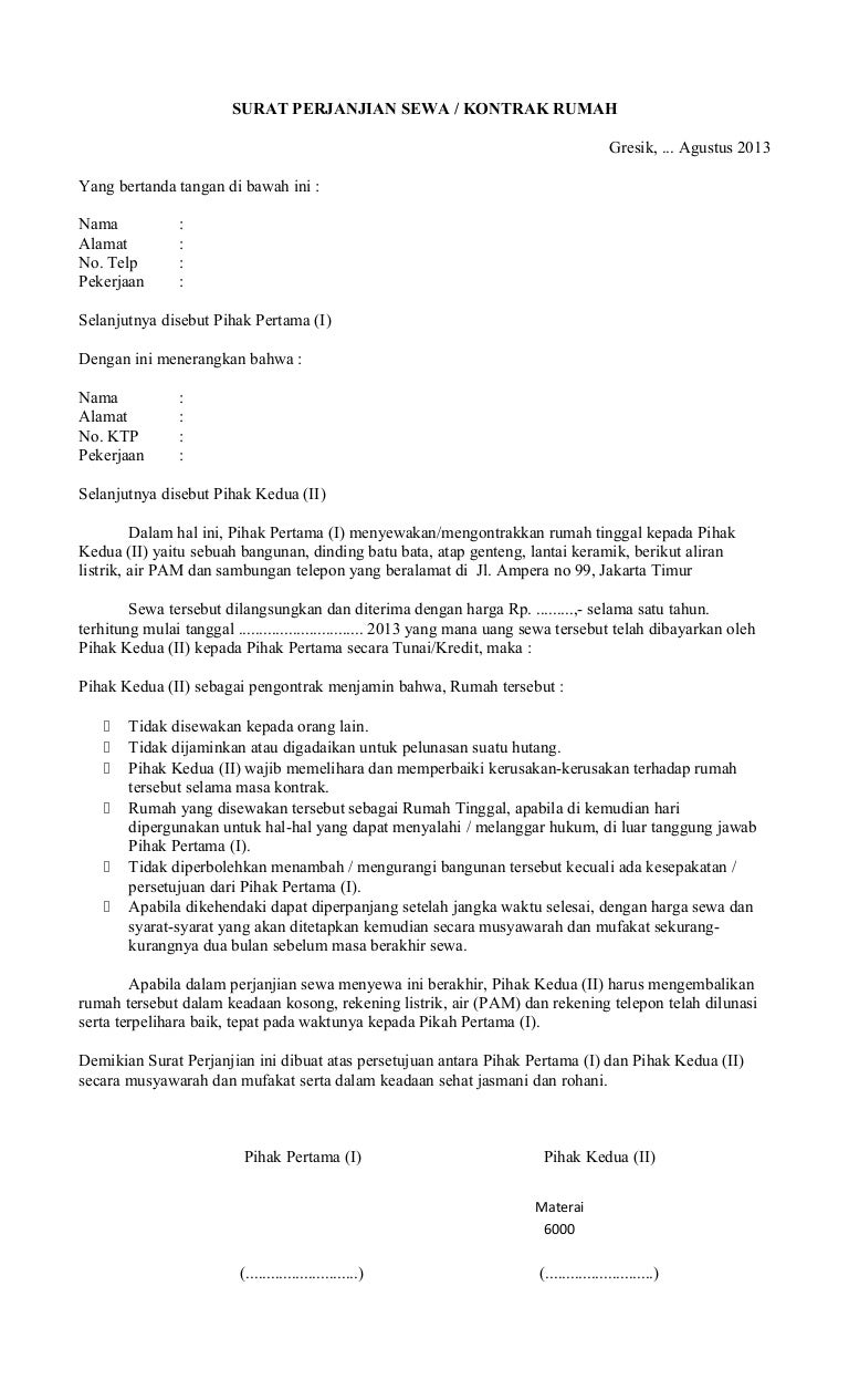 Detail Contoh Surat Perjanjian Kontrak Ruko Nomer 54
