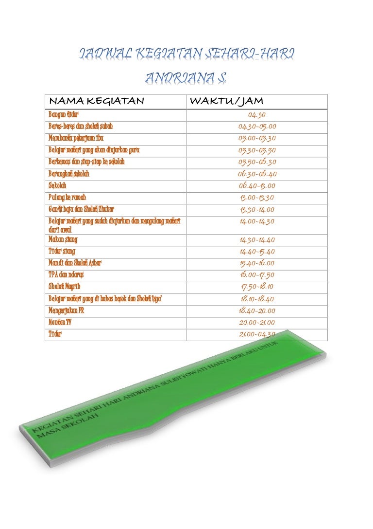 Detail Contoh Tabel Kegiatan Sehari Hari Nomer 21