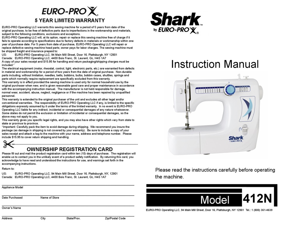 Detail Shark Sewing Machine Euro Pro Nomer 47