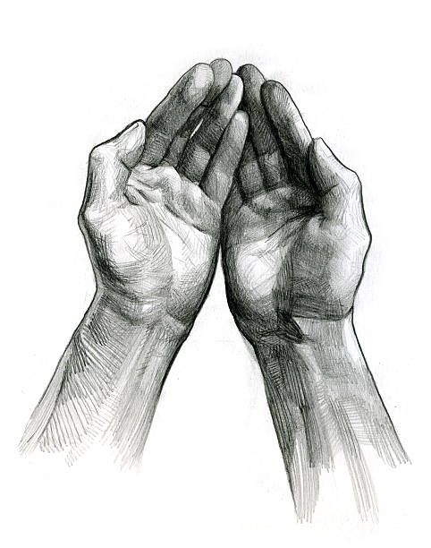 Detail Realistic Praying Hands Drawing Nomer 13