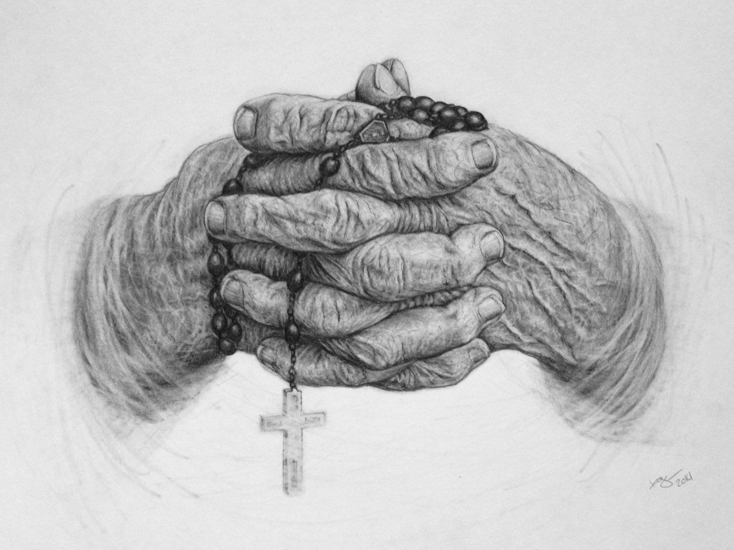 Detail Realistic Praying Hands Drawing Nomer 17