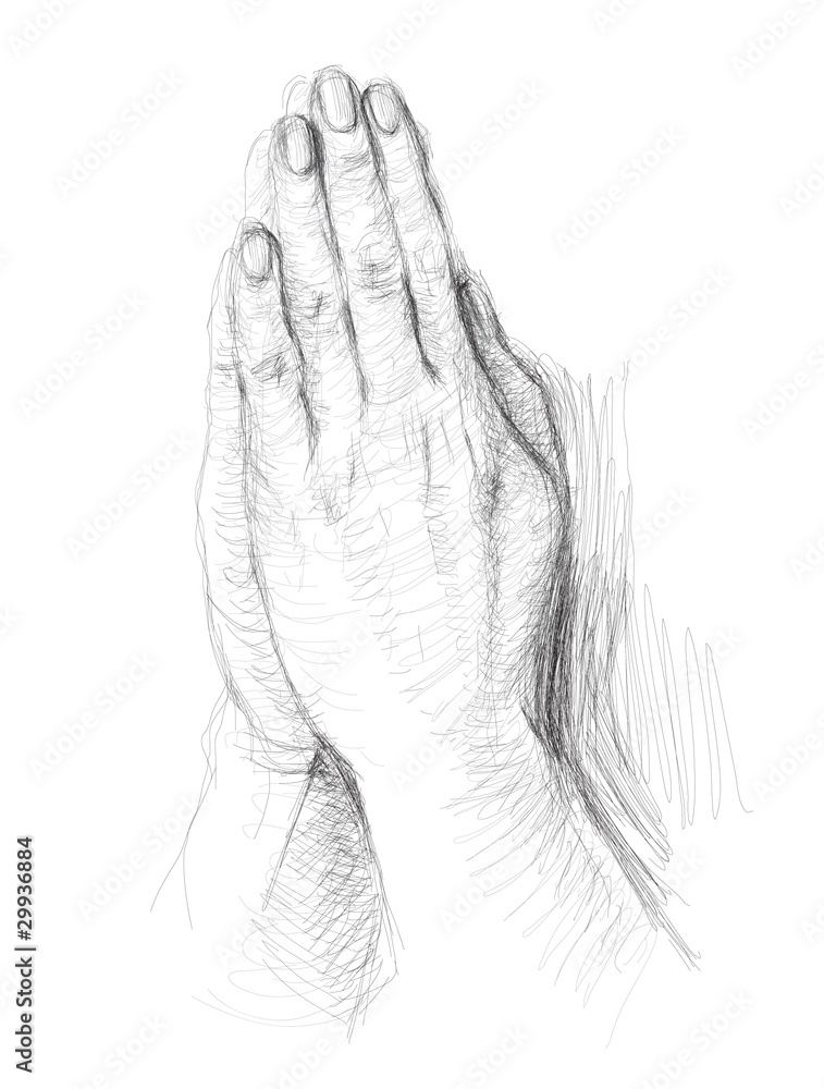 Detail Realistic Praying Hands Drawing Nomer 27
