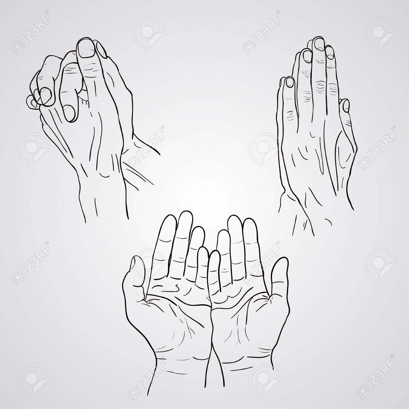 Detail Realistic Praying Hands Drawing Nomer 28