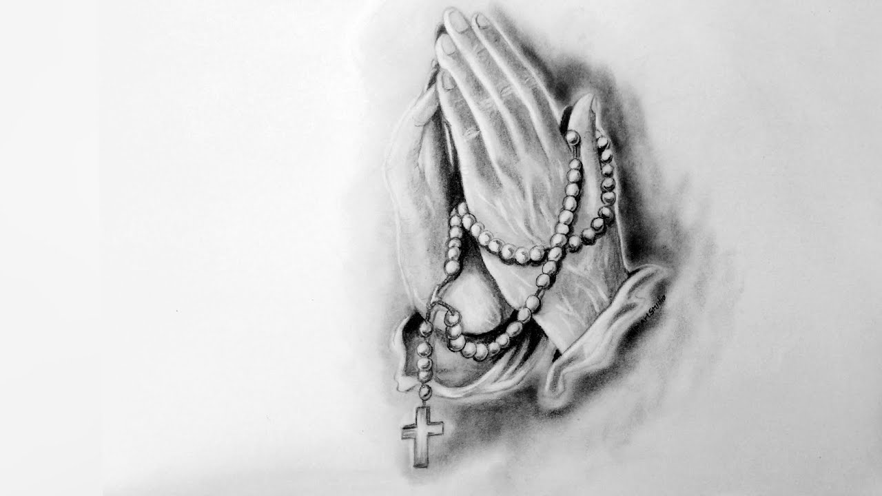 Detail Realistic Praying Hands Drawing Nomer 31