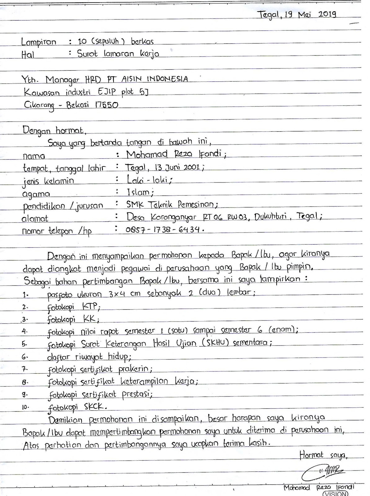 Detail Kerangka Surat Lamaran Kerja Nomer 39