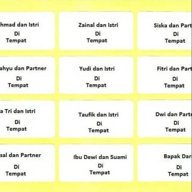 Detail Kertas Buat Tempel Nama Undangan Nomer 8