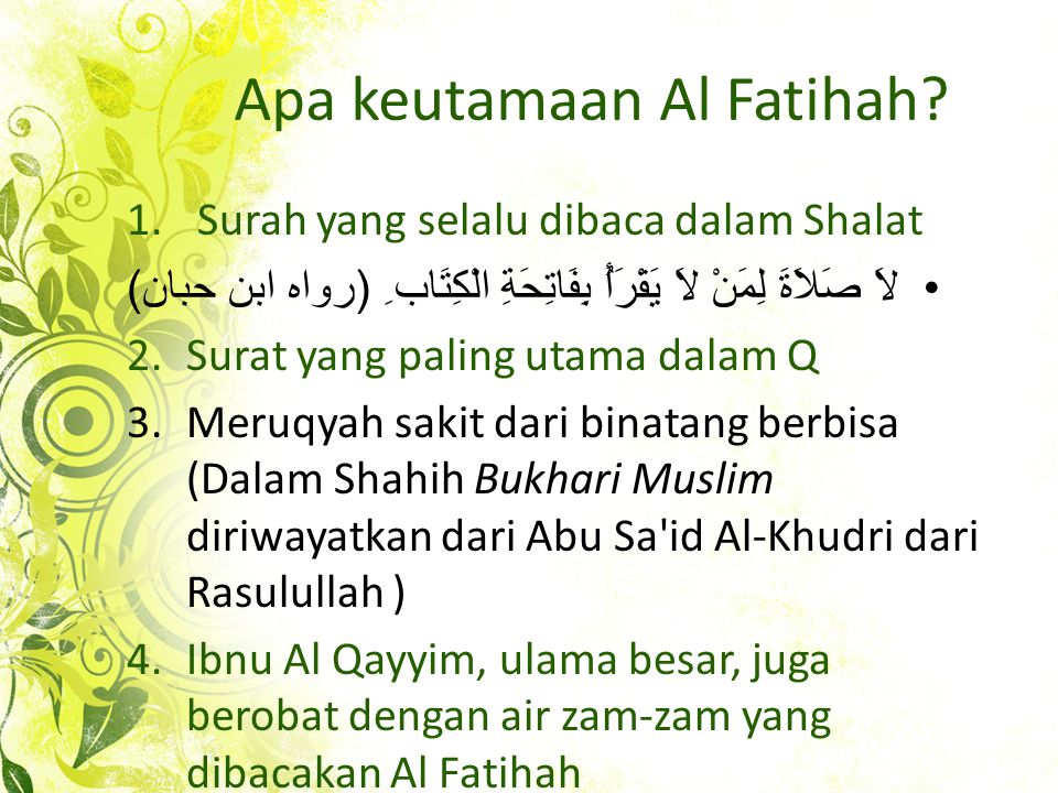 Detail Keutamaan Surat Al Fatihah Nomer 10