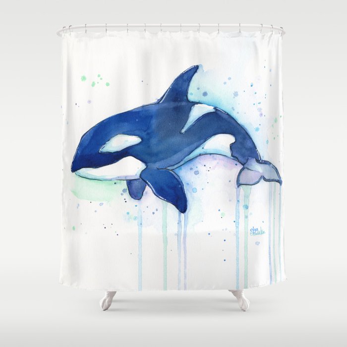 Detail Killer Whale Shower Curtain Nomer 11