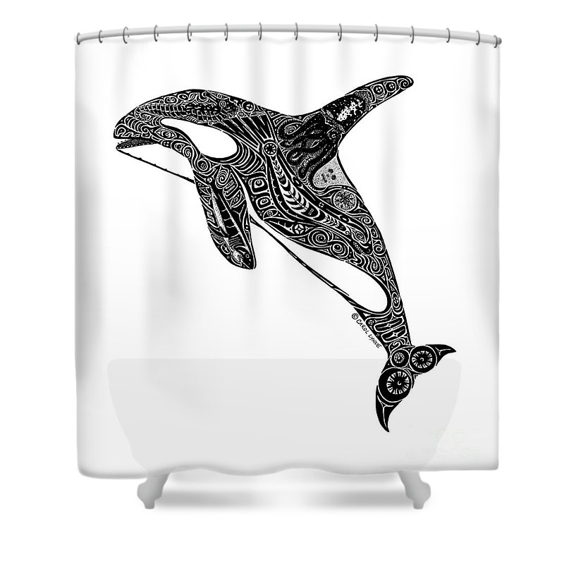 Detail Killer Whale Shower Curtain Nomer 12