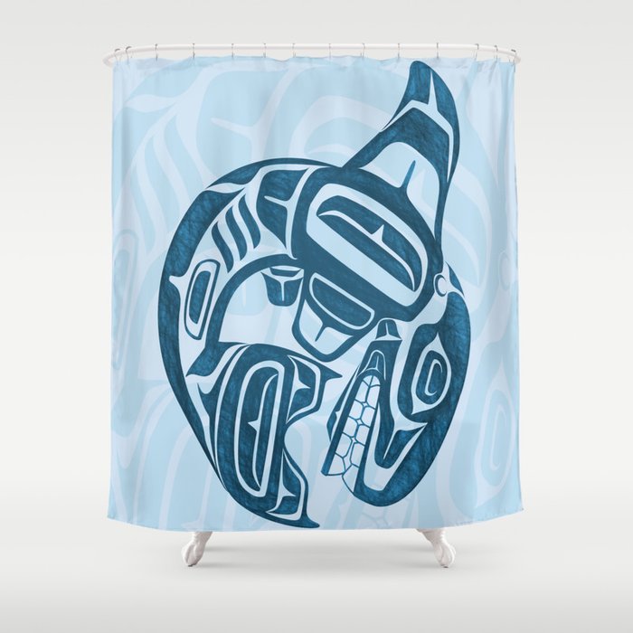 Detail Killer Whale Shower Curtain Nomer 16