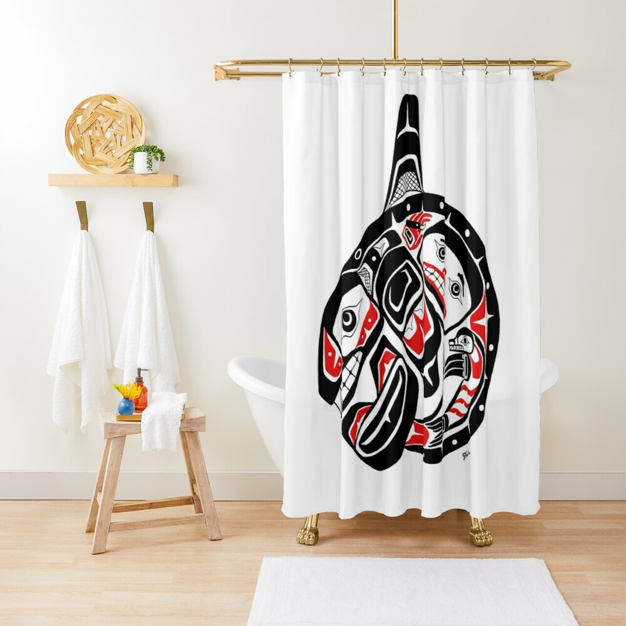 Detail Killer Whale Shower Curtain Nomer 22