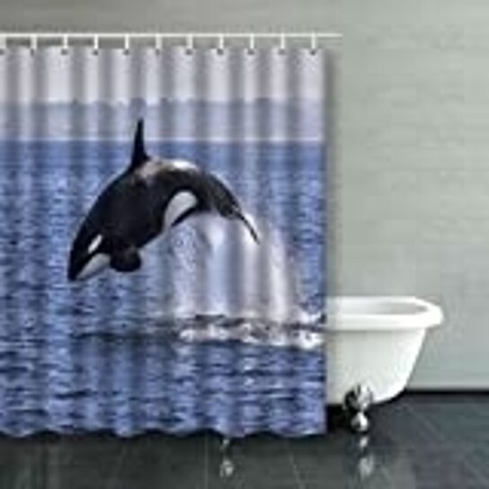 Detail Killer Whale Shower Curtain Nomer 26