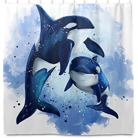 Detail Killer Whale Shower Curtain Nomer 28