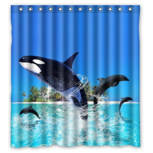 Detail Killer Whale Shower Curtain Nomer 36