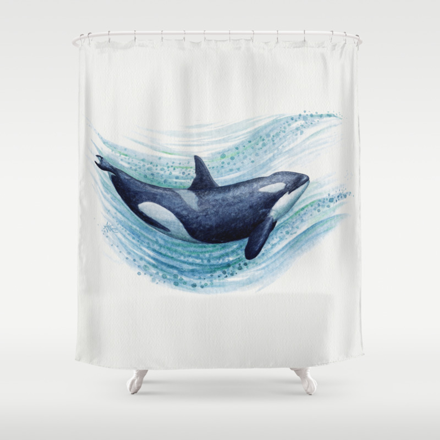 Detail Killer Whale Shower Curtain Nomer 5