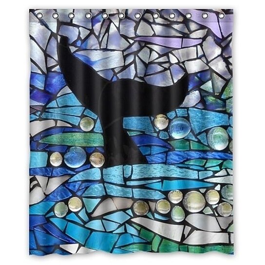 Detail Killer Whale Shower Curtain Nomer 41