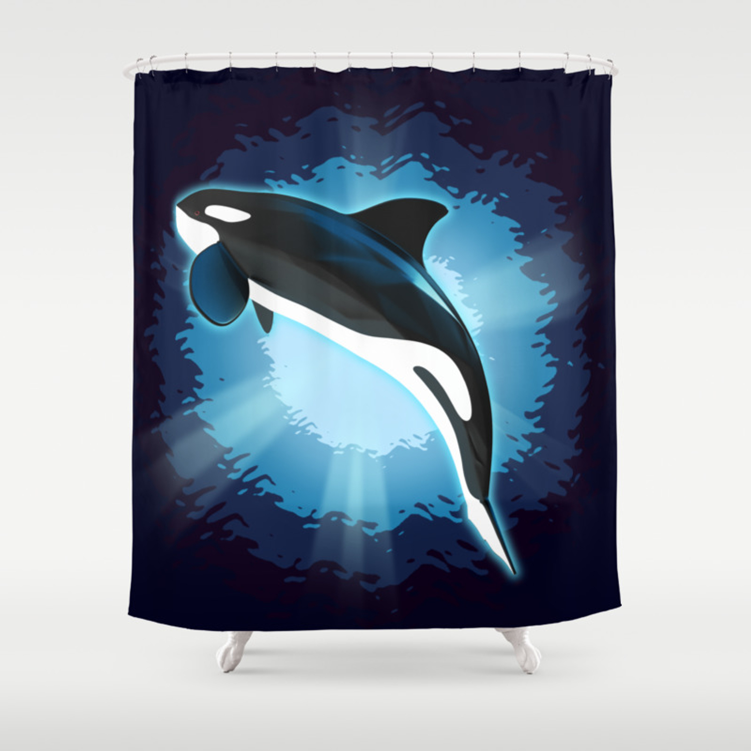 Detail Killer Whale Shower Curtain Nomer 47