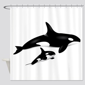 Detail Killer Whale Shower Curtain Nomer 50